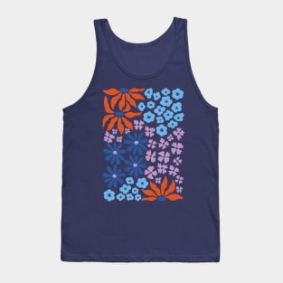 Red Blue Lilac Whimsical Flowers Tank Top